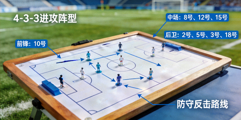 战术分析文章配图：足球场上的战术板